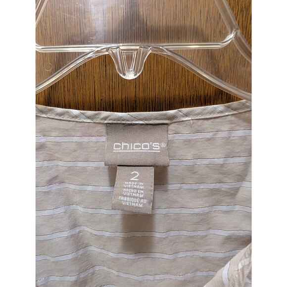 Chico's Metallic Stripe Half Sleeve Blouse - Picture 3 of 4